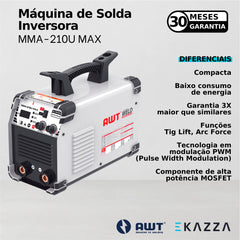 Máquina de Solda Inversora MMA-210U MAX - AWT