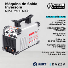 Máquina de Solda Inversora MMA-210U MAX - AWT