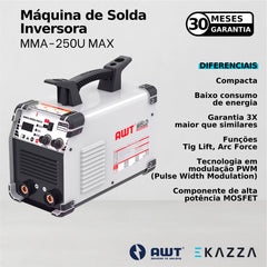 Máquina de Solda Inversora MMA-250U MAX - AWT