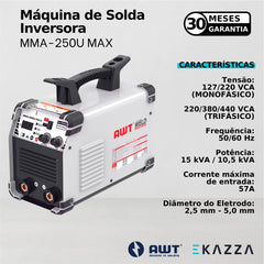 Máquina de Solda Inversora MMA-250U MAX - AWT
