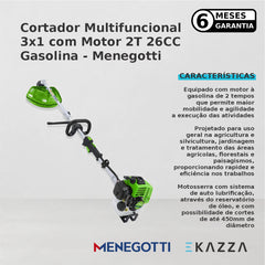 Cortador Multifuncional 3x1 c/ Motor 2T 26CC Gasolina - Menegotti