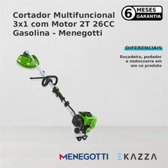Cortador Multifuncional 3x1 c/ Motor 2T 26CC Gasolina - Menegotti