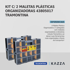 Kit c/ 2 Maletas organiz. plásticas 17" div. Tramontina