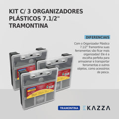 Kit c/ 3 Organizadores plásticos 7.1/2" c/ divis. Tramontina