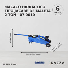 Macaco Hidráulico Jacaré Maleta 2 Ton R070010 - Riosul Tools