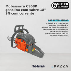 Motosserra CS58P 54,5cc Gas c/ Sabre 18" SN c/ Corrente - Tekna