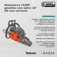 Motosserra CS58P 54,5cc Gas c/ Sabre 18" SN c/ Corrente - Tekna