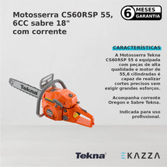 Motosserra CS60RSP Gasolina 55 6CC Sabre 18" c/ Corrente - Tekna