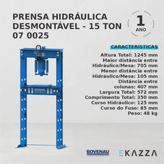 Prensa Hidráulica Desmontável 15 Ton R070025 - Riosul Tools