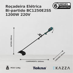 Roçadeira Elétrica Bi-partido BC1250E2SS 1200W 60HZ 220V - Tekna