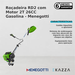 Roçadeira RD2 c/ Motor 2T 26CC Gasolina - Menegotti