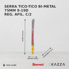 Kit 02 Lâminas de Serra Tico-Tico 75mm BU3DC-2 - Starrett