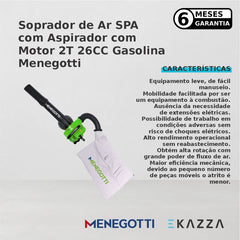 Soprador de Ar SPA c/ Aspirador c/ Motor 2T 26CC Gas - Menegotti