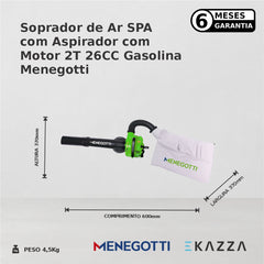 Soprador de Ar SPA c/ Aspirador c/ Motor 2T 26CC Gas - Menegotti