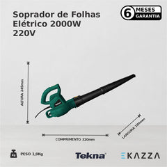 Soprador de Folhas Elétrico B2000E 2000W 60HZ - Tekna