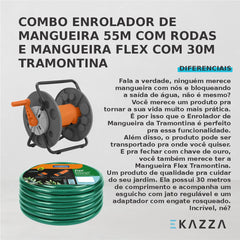 Kit Enrolador 55m e Mangueira Flex c/ 20m Tramontina