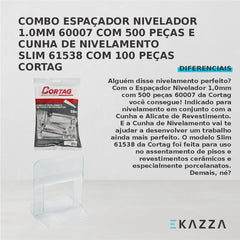 Kit Espaçador Nivelador 1mm c/ 500 e Cunha c/ 100