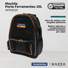Mochila porta ferramentas 20L 20" linha PRO - Tramontina