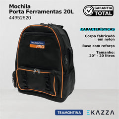 Mochila porta ferramentas 20L 20" linha PRO - Tramontina