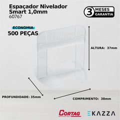 Espaçador Nivelador 1,0mm Smart com 500 peças 60767 - Cortag