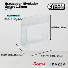 Espaçador Nivelador 1,5mm Smart com 500 peças 60772 - Cortag