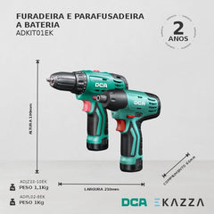 Combo Furadeira + Parafusadeira 12V ADKIT01EK - DCA