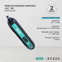 Parafusadeira Bateria 1/4'' 4V ADPL04-5E - DCA