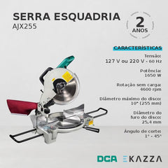Serra Esquadria 10'' 1650W  AJX255 - DCA