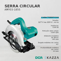Serra Circular 185MM 1500W AMY03-185S - DCA