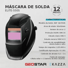 Máscara Solda Escurecimento Autom ELITE-550S - GEOSTAR