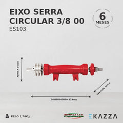 Eixo para Serra Circular 3/8 nº00 ES103 - Metalsul