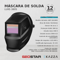Máscara Solda Escurecimento Autom LUXE-380S - GEOSTAR