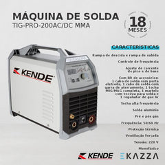 Máquina de Solda Inversora MMA TIG-PRO-200AC/DC - KENDE