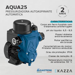 Motobomba Autoaspirante AQUA25 1/3 HP 220V Aquastrong