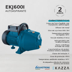 Motobomba Autoaspirante EKJ600I 0,8 HP Aquastrong