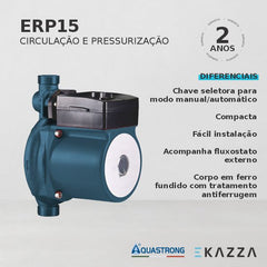 Motobomba Circulação e Pressurização ERP15 1/6 HP Aquastrong
