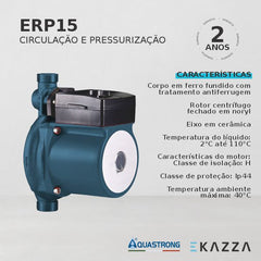 Motobomba Circulação e Pressurização ERP15 1/6 HP Aquastrong