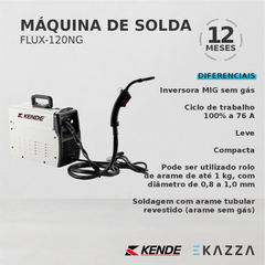 Máquina de Solda Inversora MIG sem gás FLUX-120NG - KENDE