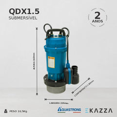 Motobomba Submersível QDX1.5-15-0.37LA 0,5 HP Aquastrong